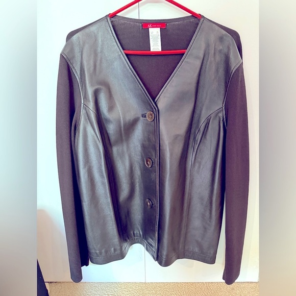 Anne Klein Dark Brown Leather Jacket - Picture 1 of 5